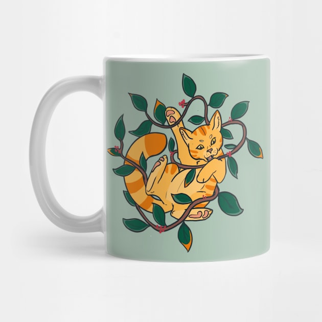 Leafy Autumn Orange Cat by CloudWalkerDesigns